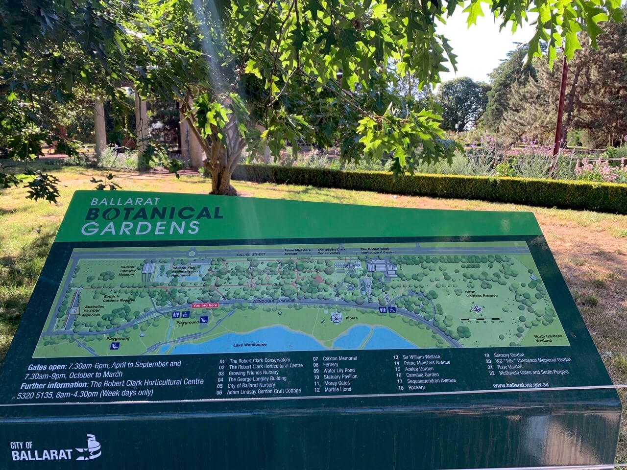 Ballarat Botanical Gardens Map.