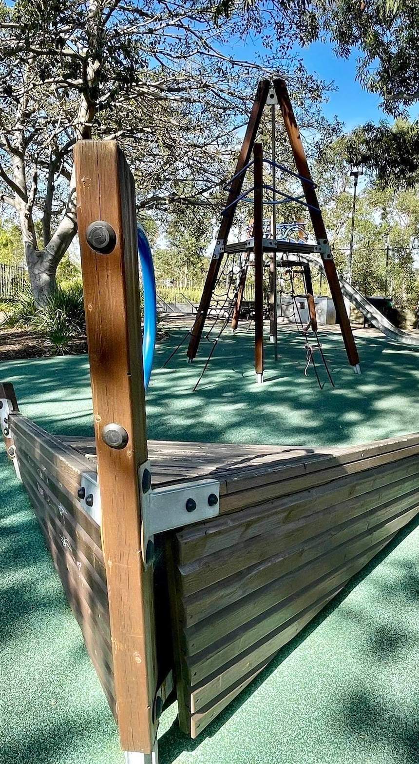 Free school holiday outdoor adventures: Playground at Clyne Reserve near the Barangaroo Reserve park Sydney.