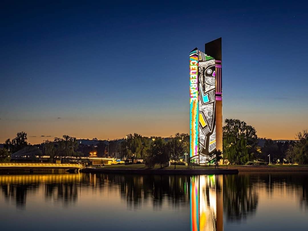 National Carillon Canberra at night.