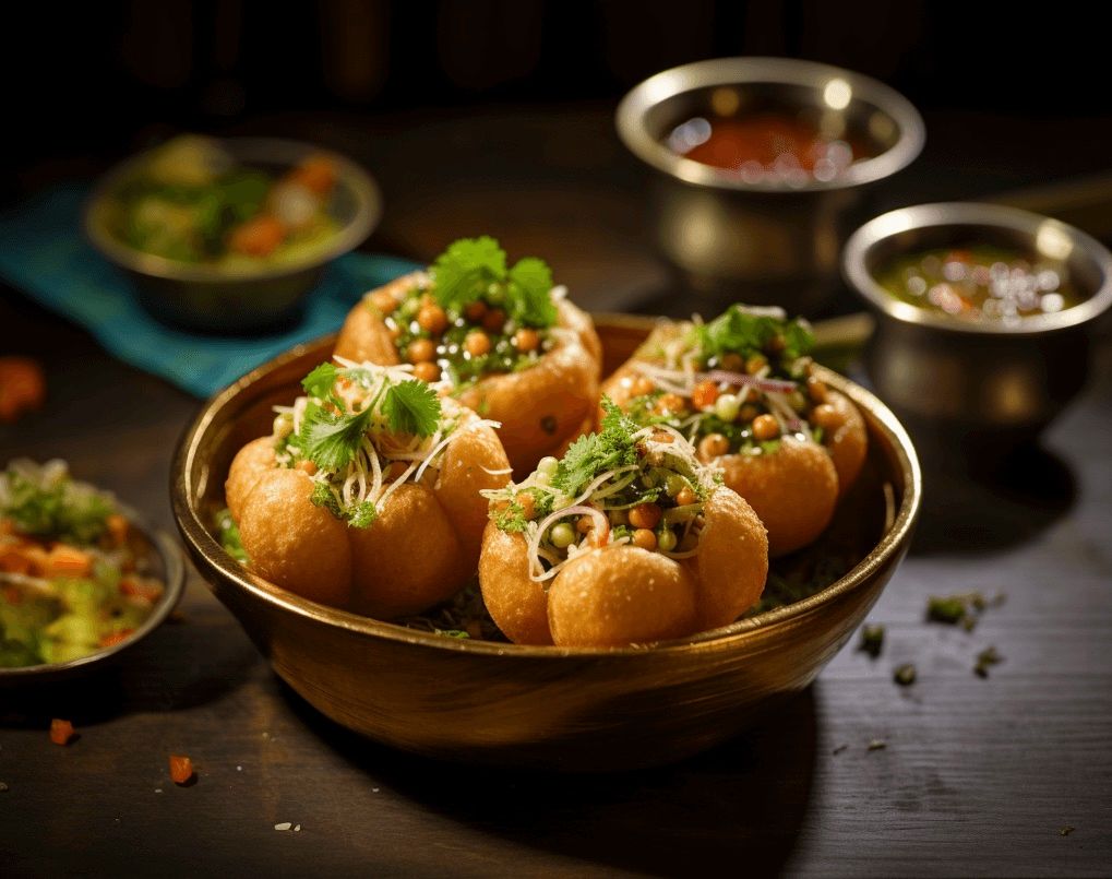 Pani puri is a popular street food and snack made from a crispy shell and delicious fillings.