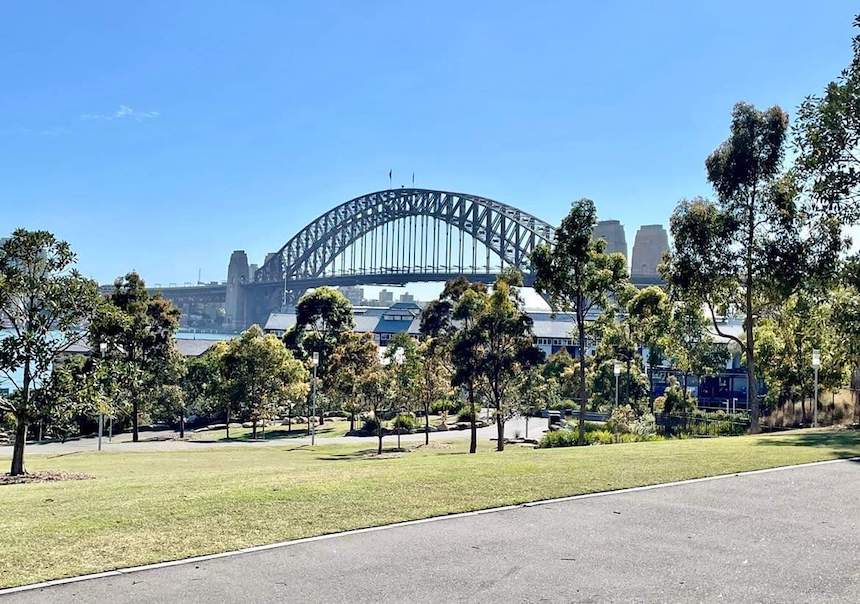Free things to do in Sydney: Sydney Harbour view at Barangaroo Reserve.