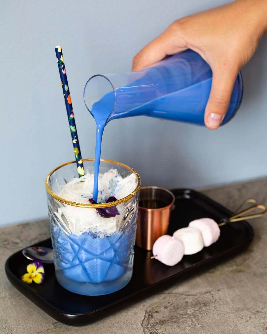 Don't miss the beautiful Blue Algae Ice Brew and more colourful drinks at Brighton Soul cafe, one of the best places for breakfast & Melbourne best brunches.