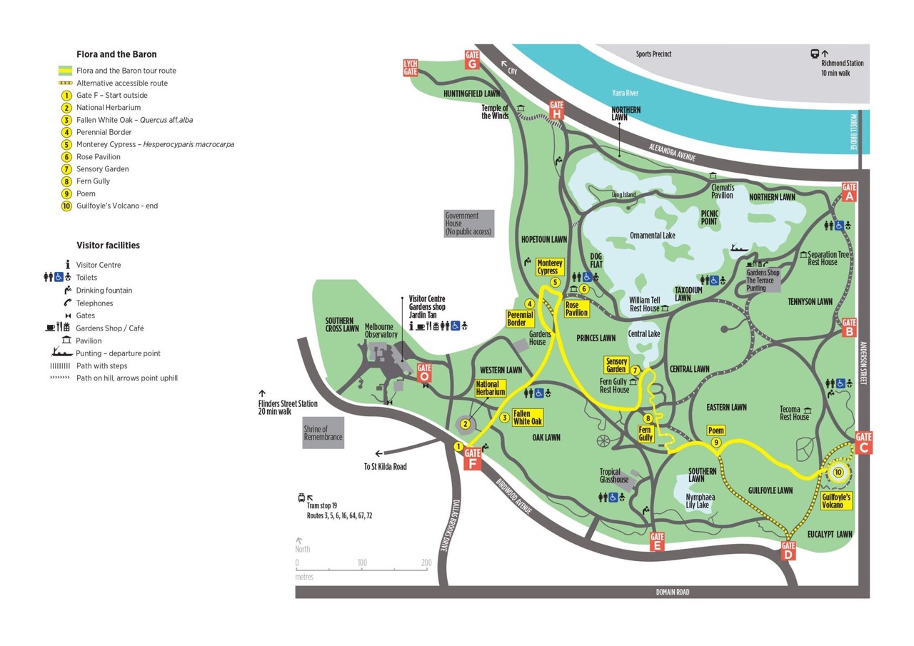 Botanical Gardens Melbourne map (rbg.vic.gov.au).