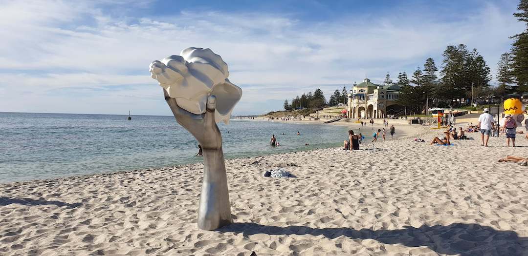 A unique sculpture on Cottesloe Beach exhibition Sculpture By The Sea.