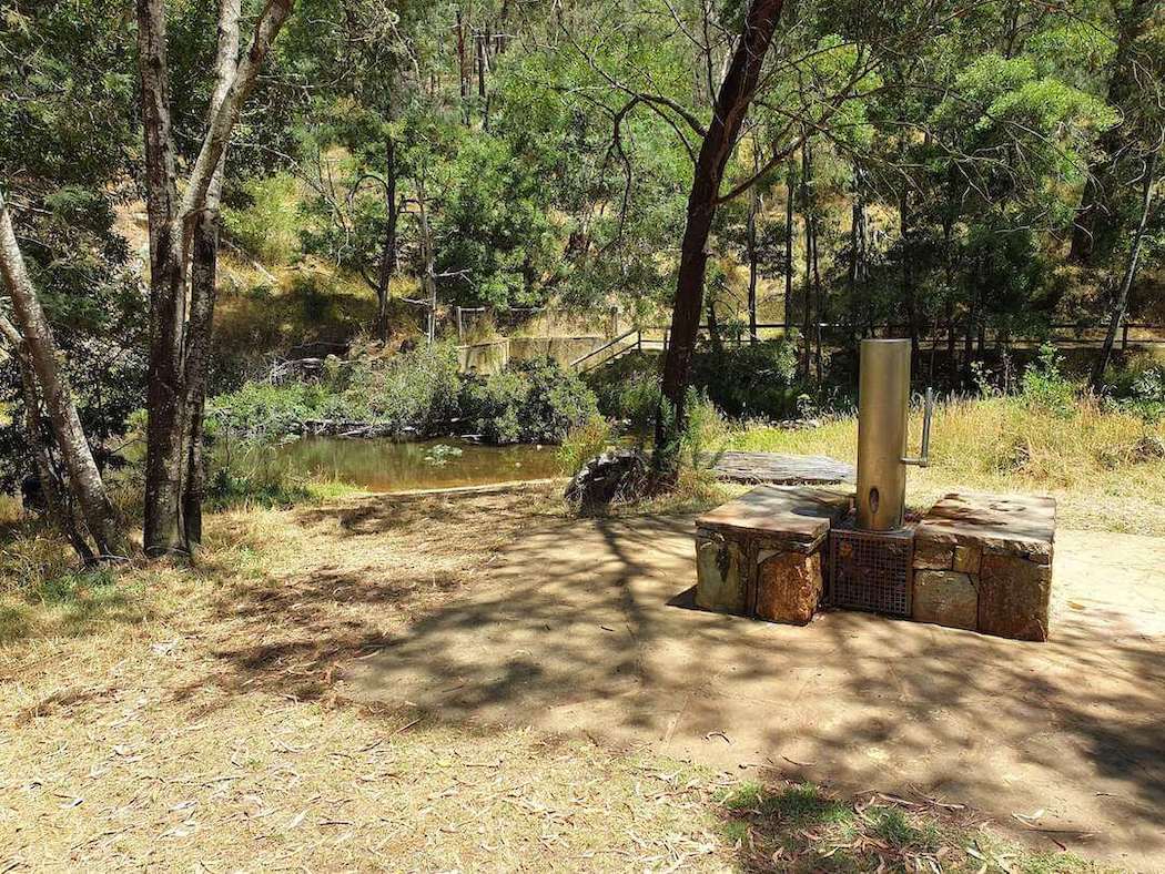 Tipperary Springs picnic area and natural mineral water pump.