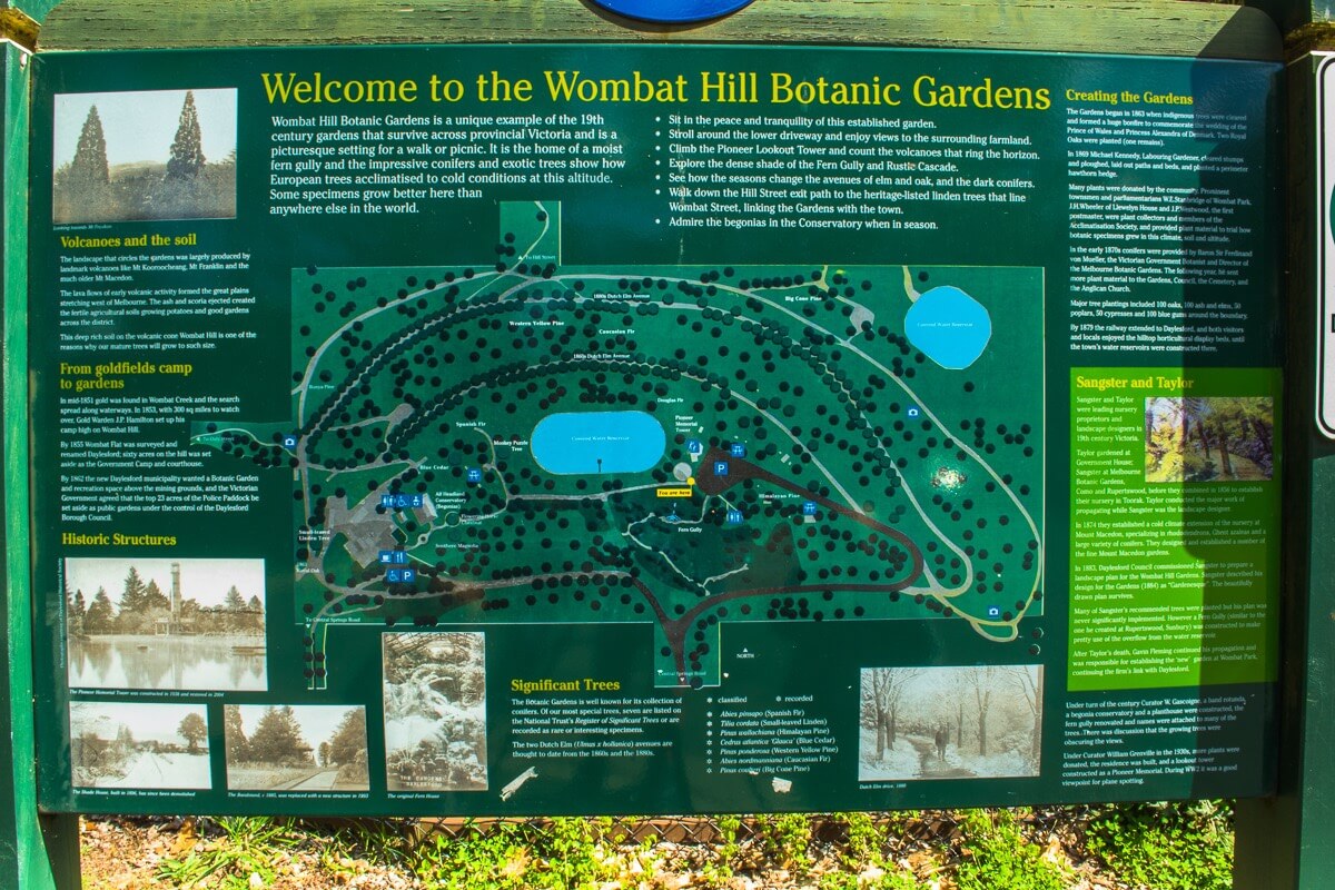Wombat Hill Botanic Gardens map.