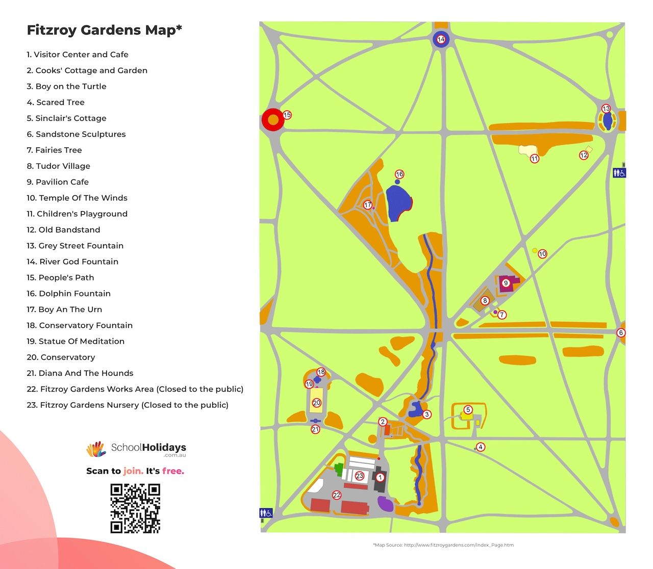 Fitzroy Gardens Melbourne Map.