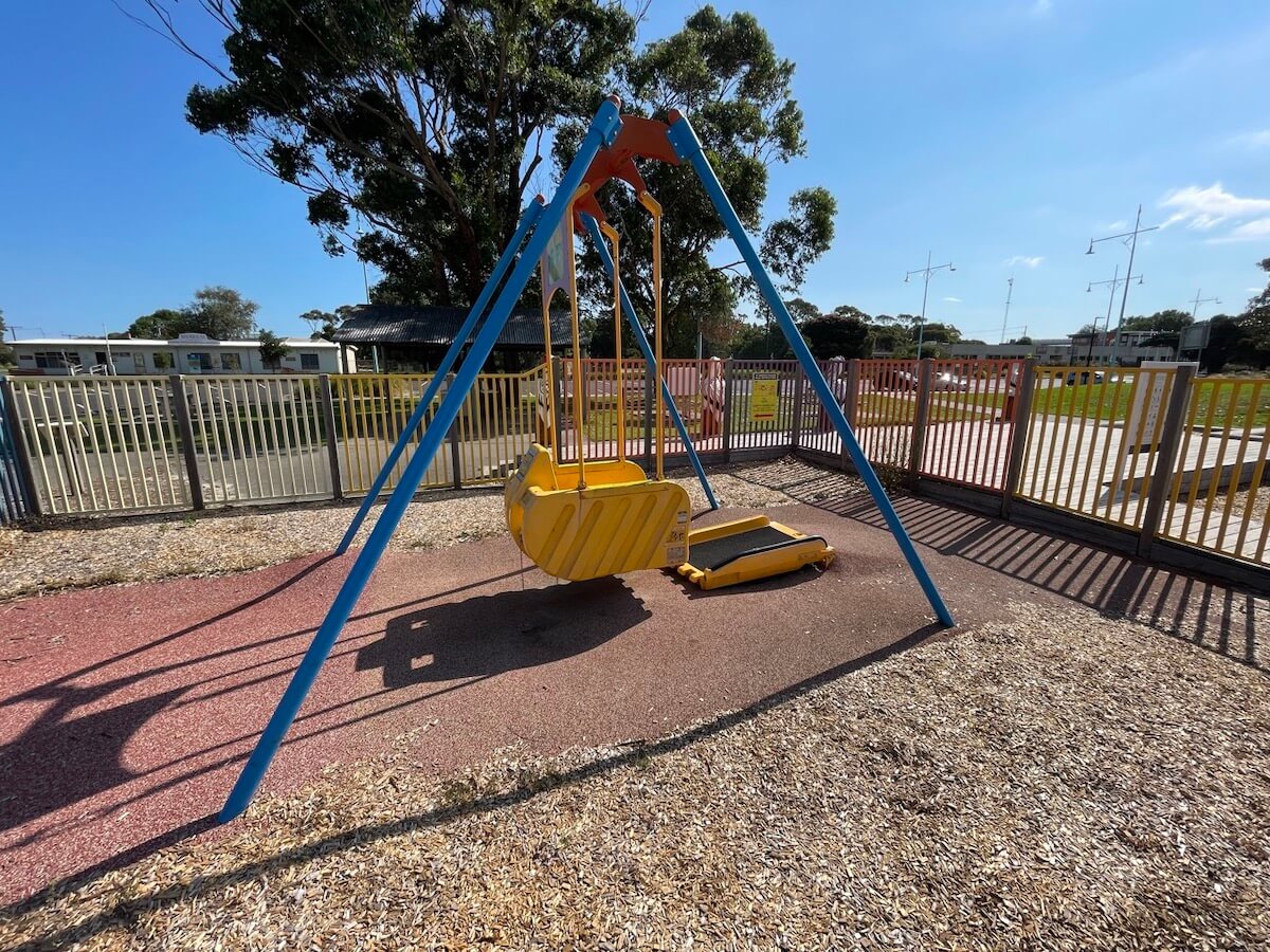 Wheelchair-accessible playground at Fred Smith Reserve, Hastings.