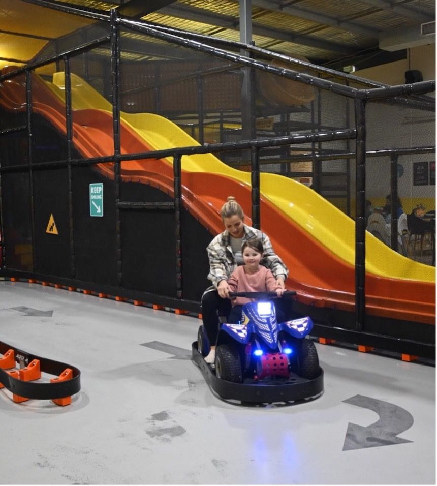 Electric Car track at Funtopia Cranbourne, one of the best birthday party venues in Melbourne South East.