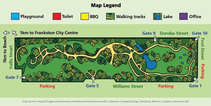 George Botanical Gardens Entry Map.