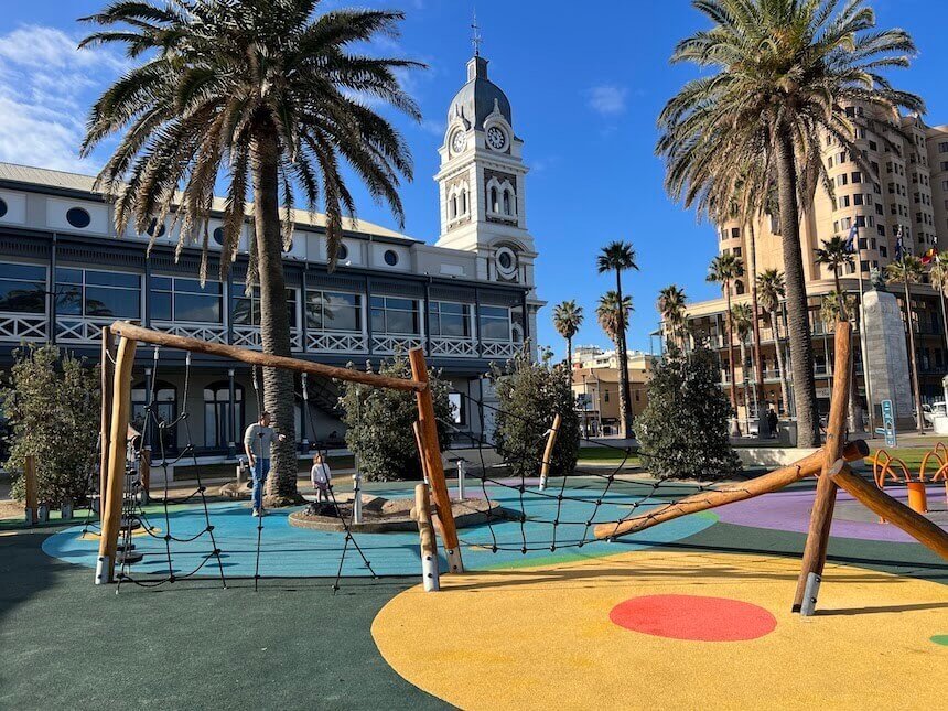 Fun outdoor adventures at Glenelg Foreshore Playspace in Adelaide.