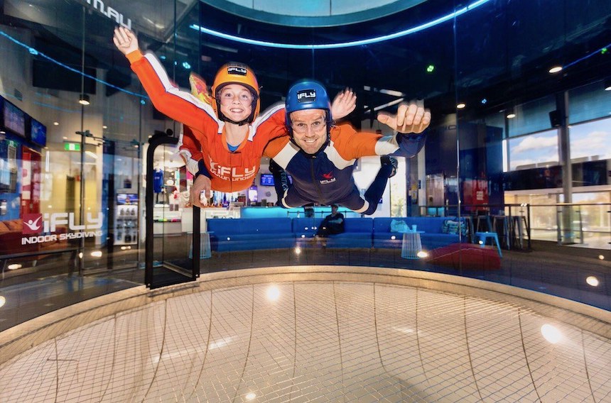 Indoor Skydiving flight simulates a free-fall skydive from 14,000ft in a safe and controlled environment.
