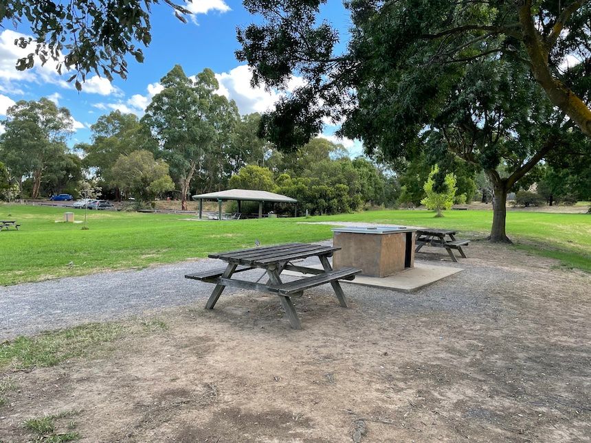Picnic ground and picnic facilities at Jells Park, a beautiful family-friendly park.