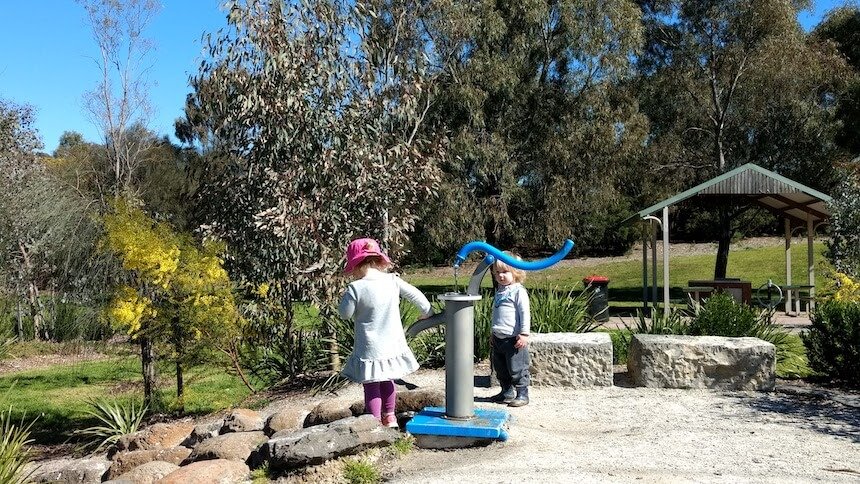 A great water play area @ Kirkdale Reserve Playground, Brunswick East.
