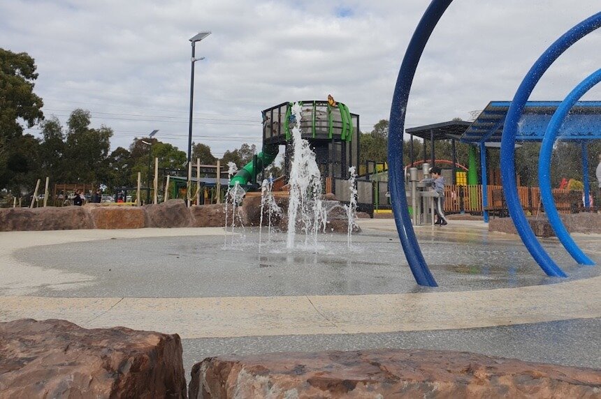 A water playground @ Mill Park All Abilities Play Space.