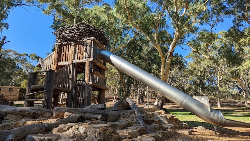 Morialta adventure playground in Adelaide is one of the best nature plays paces in the city.