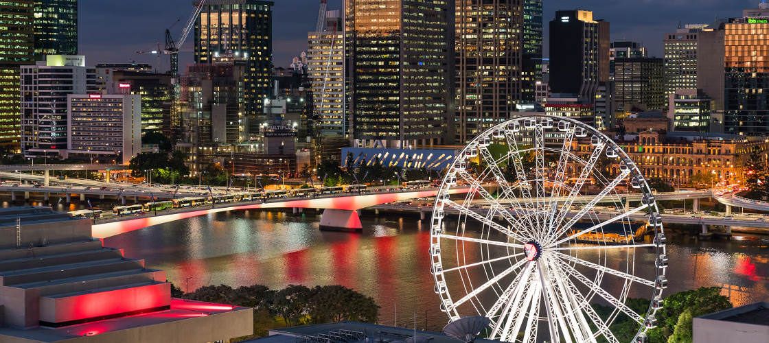 Family activities in Brisbane: The iconic Wheel of Brisbane ride at night to sightsee the whole city from the top.