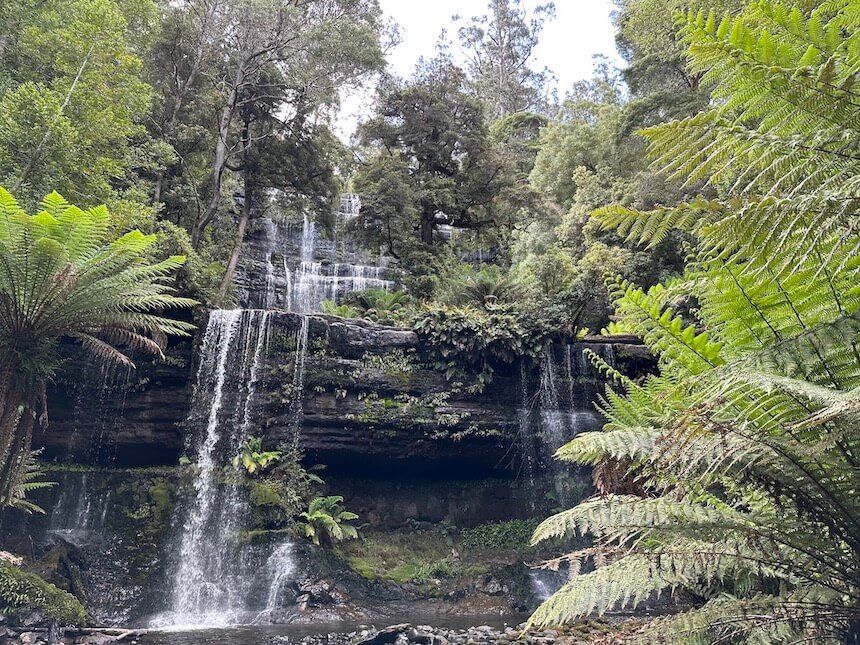 The stunning three-tiered Russell Falls in Tasmania.