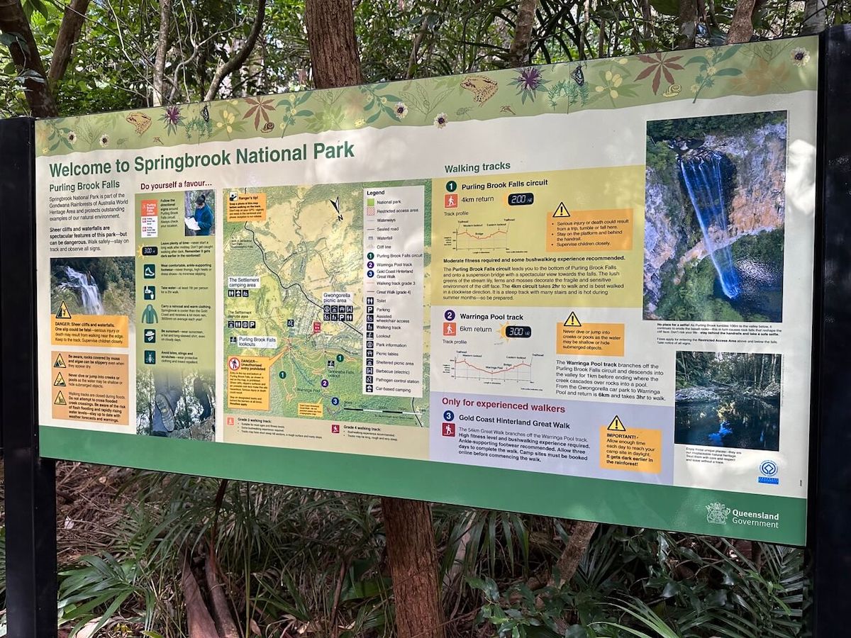 Purling Brook Falls is located in Springbrook National Park, near Gold Coast.