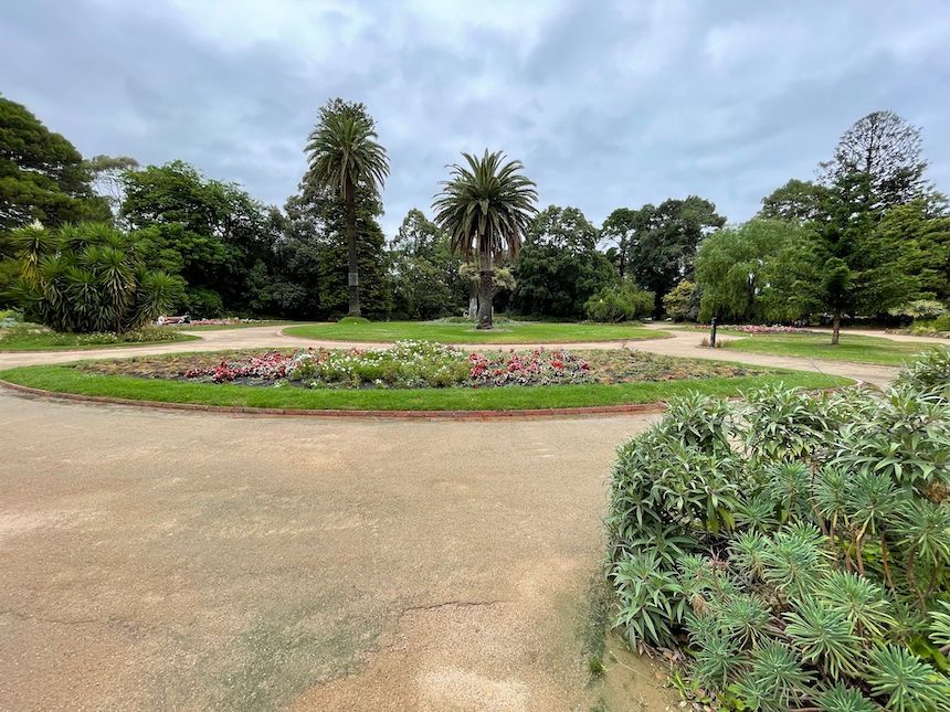 Accessible walking paths at the beautiful St Kilda Botanic Gardens in Melbourne.