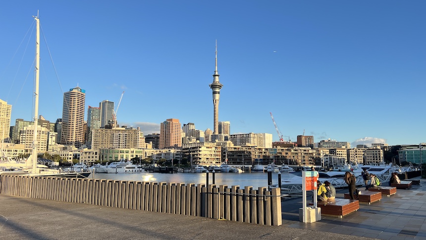 The esplanade at North Wharf Precinct, Auckland, NZ.