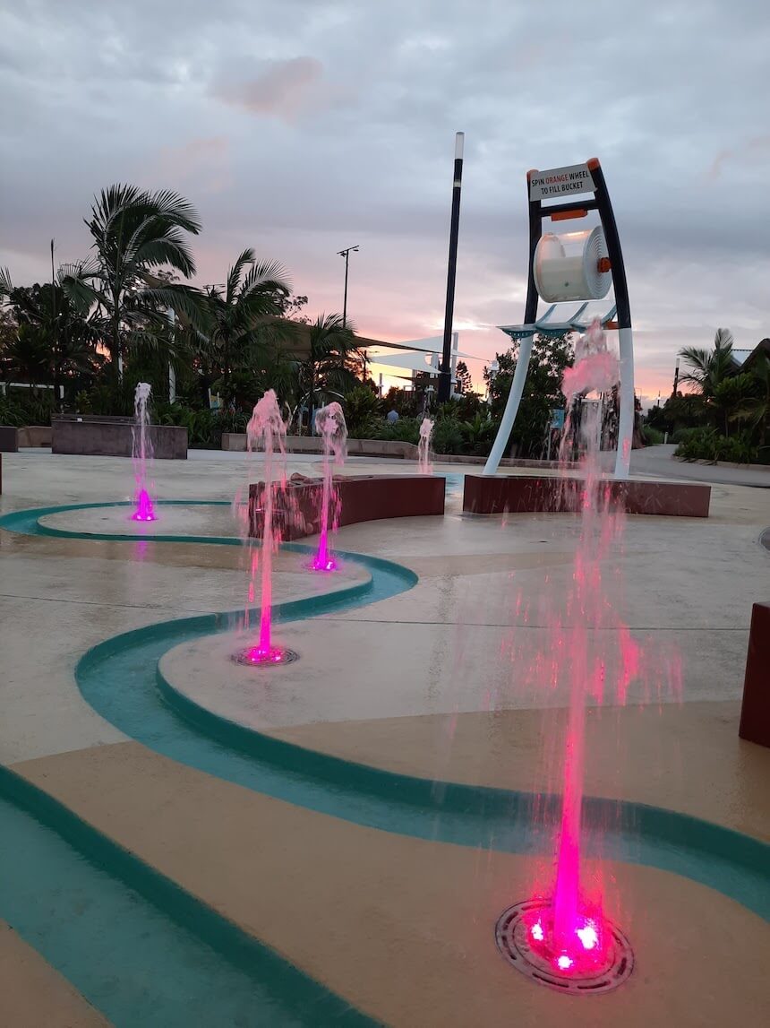 The Mill Waterpark at dusk - Google Maps Photo by Catherine Zheng.