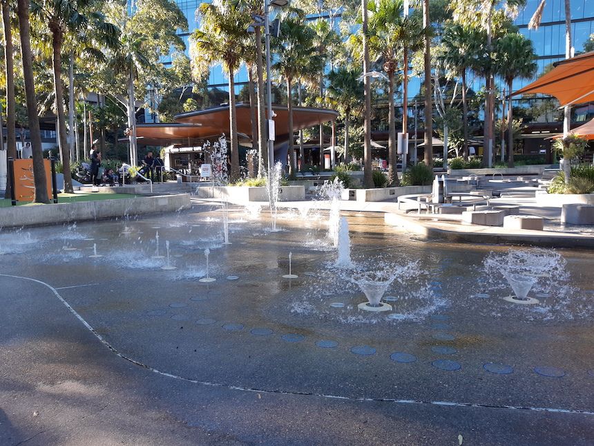 Free school holiday outdoor adventures: Darling Harbour Children's Playground, Tumbalong Park Water Playground.
