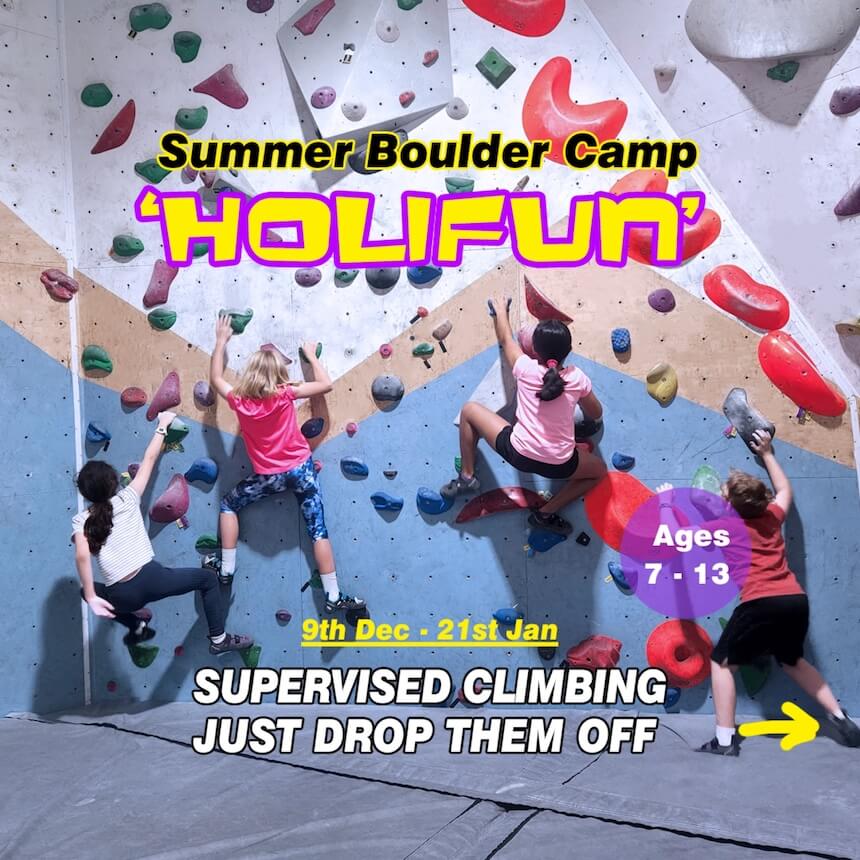 Rock climbing classes in Brisbane and school holiday program at Wall Walkers Bouldering Gym.