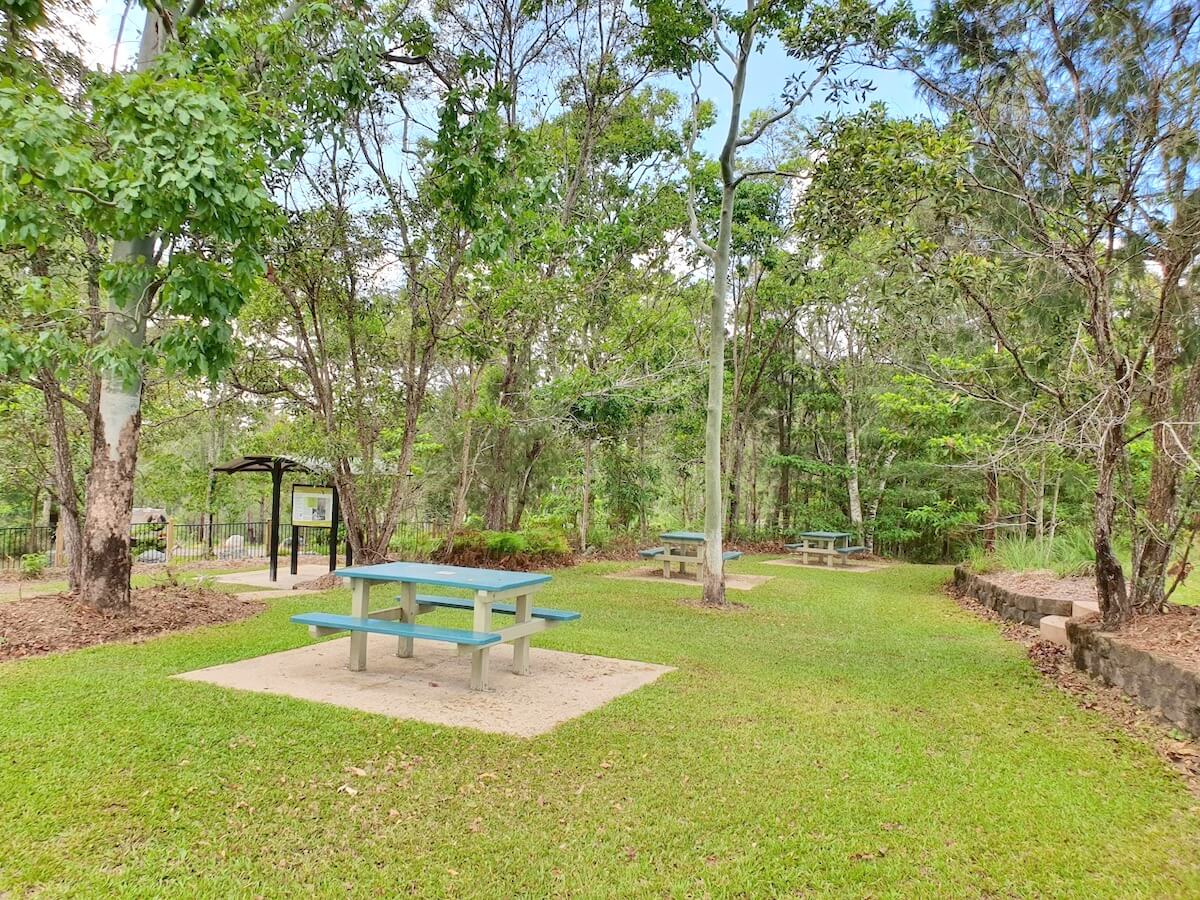 Lovely picnic area with picnic tables at Wallaman Falls, QLD.