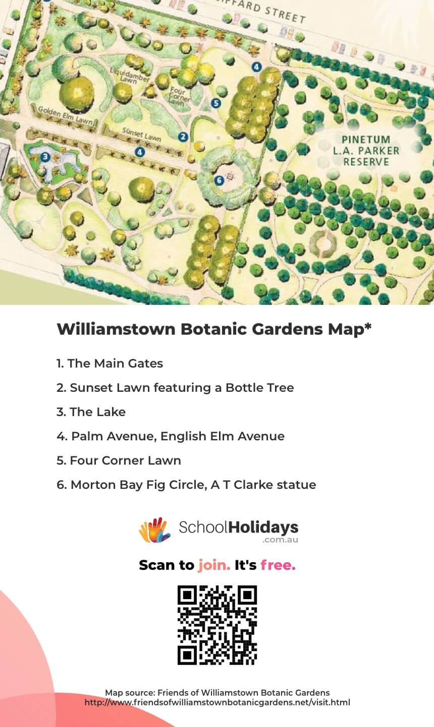 Williamstown Botanic Garden Map (Friends of Williamstown Botanic Gardens).