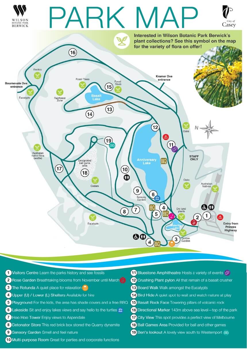 Wilson Botanic Park Map. Source: casey.vic.gov.au.