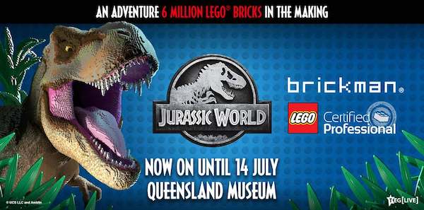 Whats on school holidays Brisbane: Jurassic World By Brickman at Queensland Museum