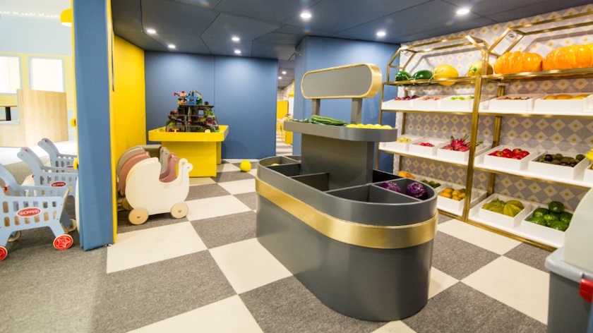 Tada Kids Cafe in Sydney features many themed play areas: dress-up corners, tech-enhanced ball pits, mini kitchen and grocery stores.